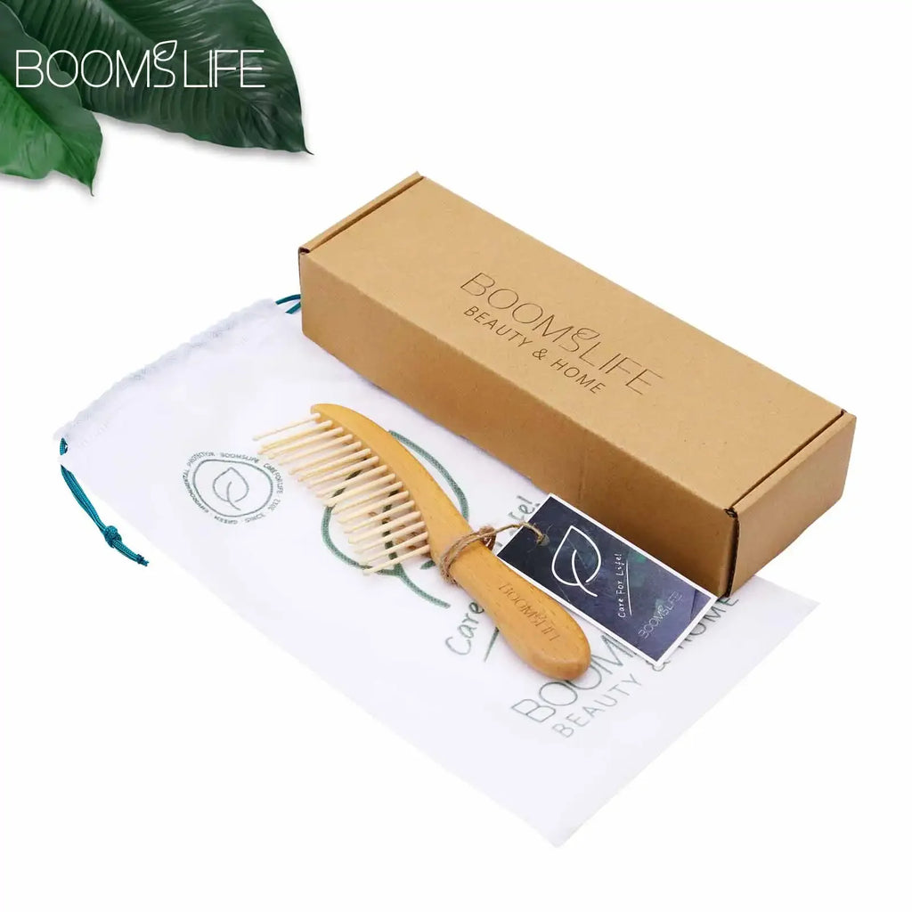 BOOMSLIFE Wide Tooth Wood Comb – Anti-Static & Scalp Massage Wood Hair Comb Zpaxo