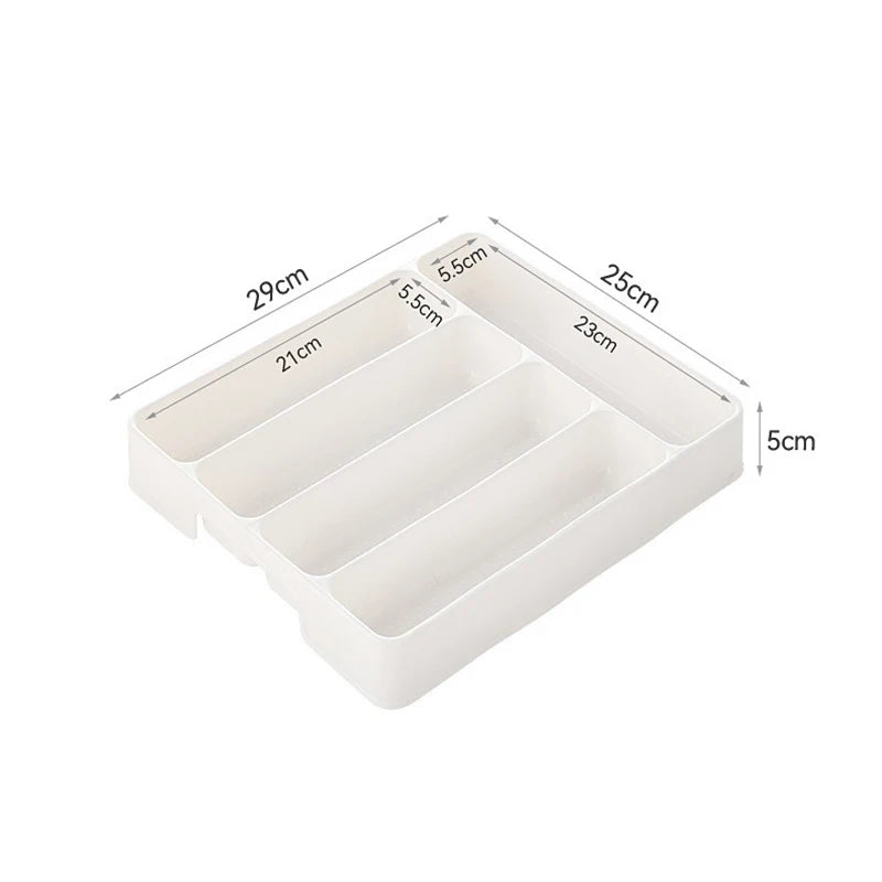 4 5 Compartment Cutlery Tray Rectangle Kitchen Drawer Organizer Spoon