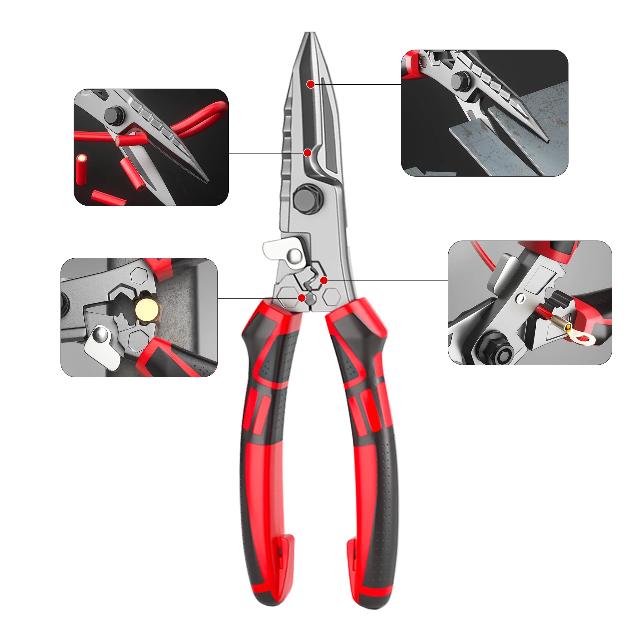 Multi-Functional Electrician Scissors, Crimping Wire Cutting Tool with Wrench Function for Metal Sheet and Cable Cutting Zpaxo
