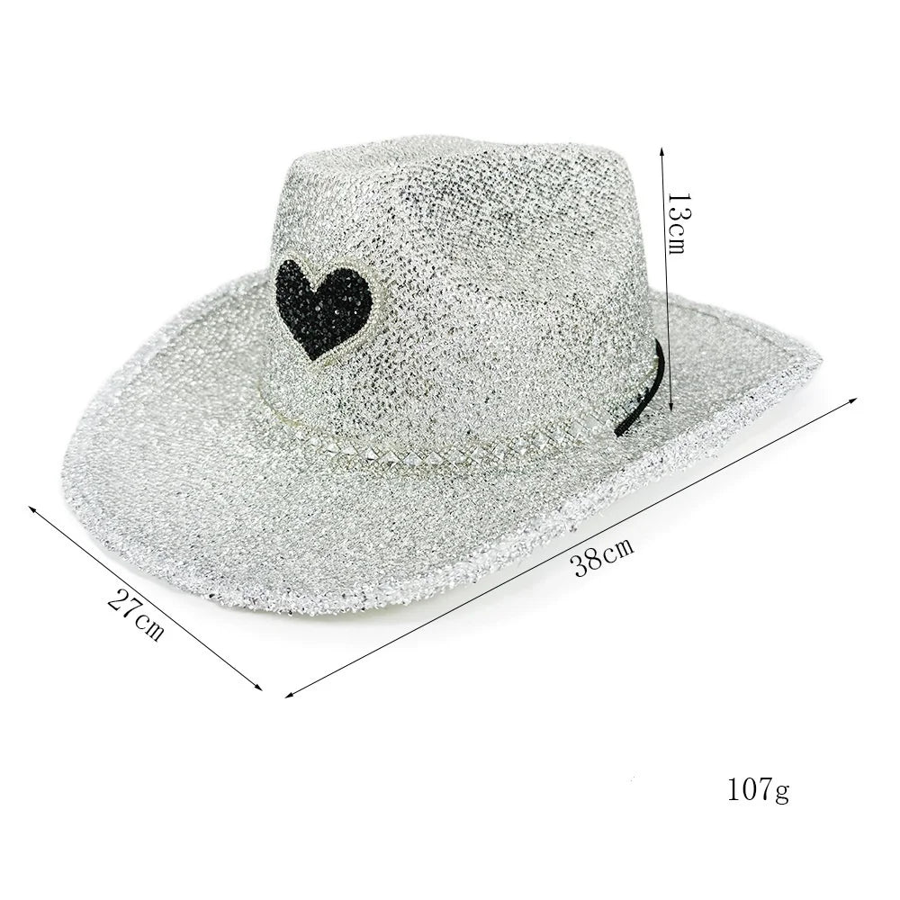 Women's Rhinestone Cowgirl Hat – Wide Brim Western Party Hat
