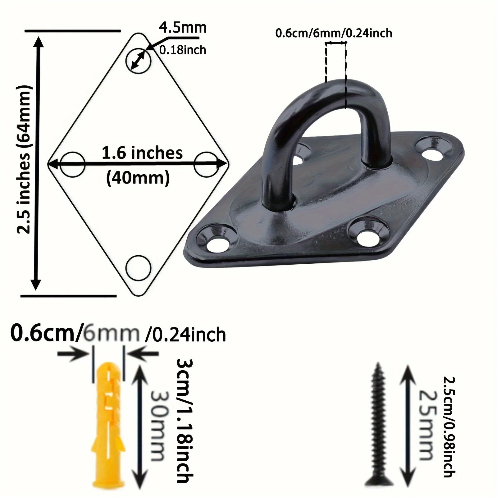 4-Pack Sandbag Hooks 304 Stainless Steel Heavy-Duty U-shaped Large Load-bearing Rust-proof Outdoor Diamond Eye Plate Hardware Zpaxo