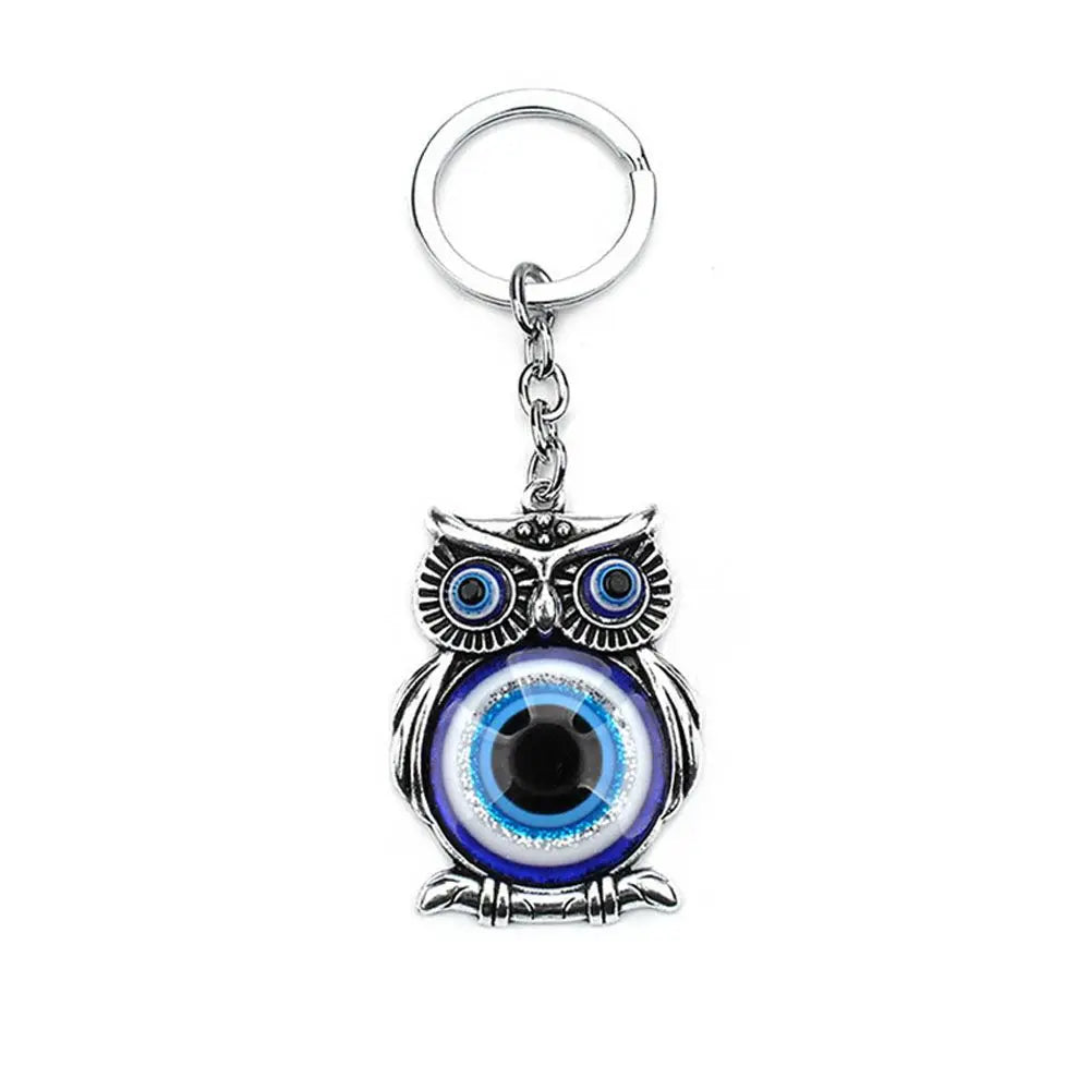 Crystals Hanger Evil Eye Owl Blue Protection Fashion Jewelry Car Keychain Car Pendant Car Accessories Zpaxo silver