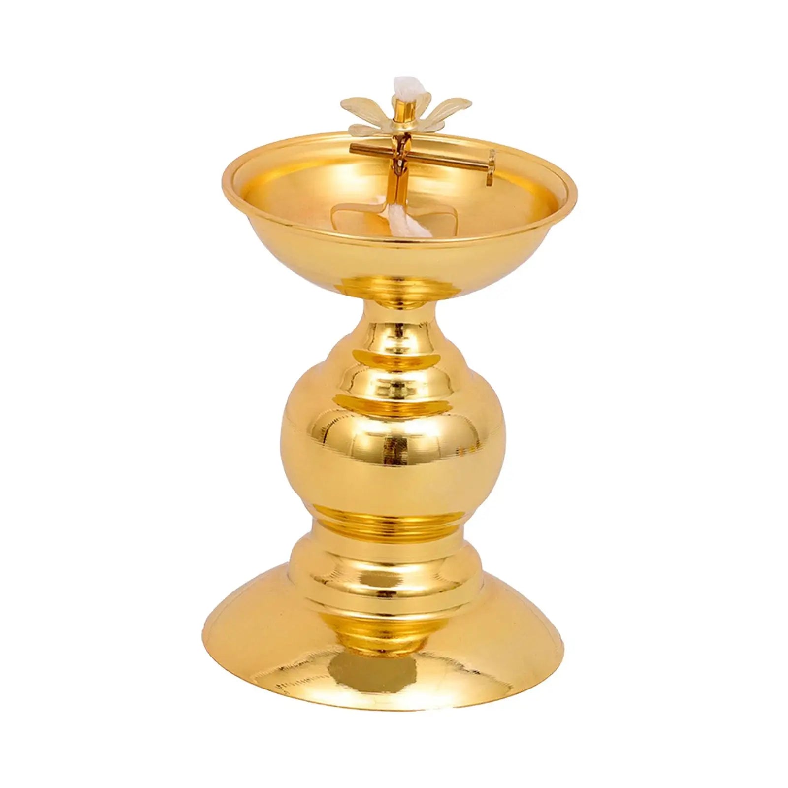 Ghee Lamp Holder Oil Lamp Dish Dimmable Buddhist Alloy Butter Lamp Holder for Living Room Home Desktop Decoration Ornament Zpaxo Style D