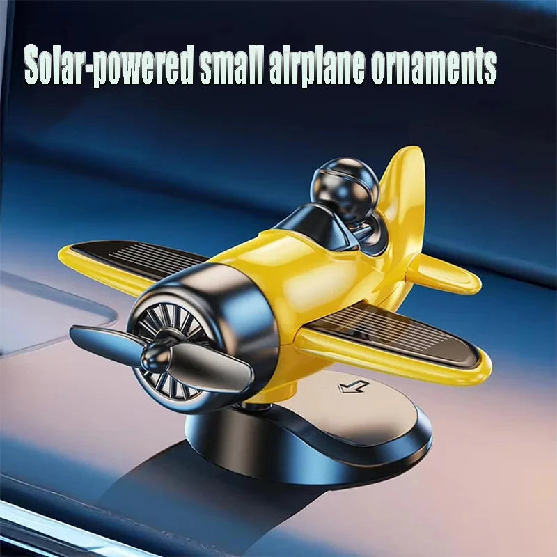 Solar Powered Rotating Airplane Car Dashboard Ornament 360 Auto Spin