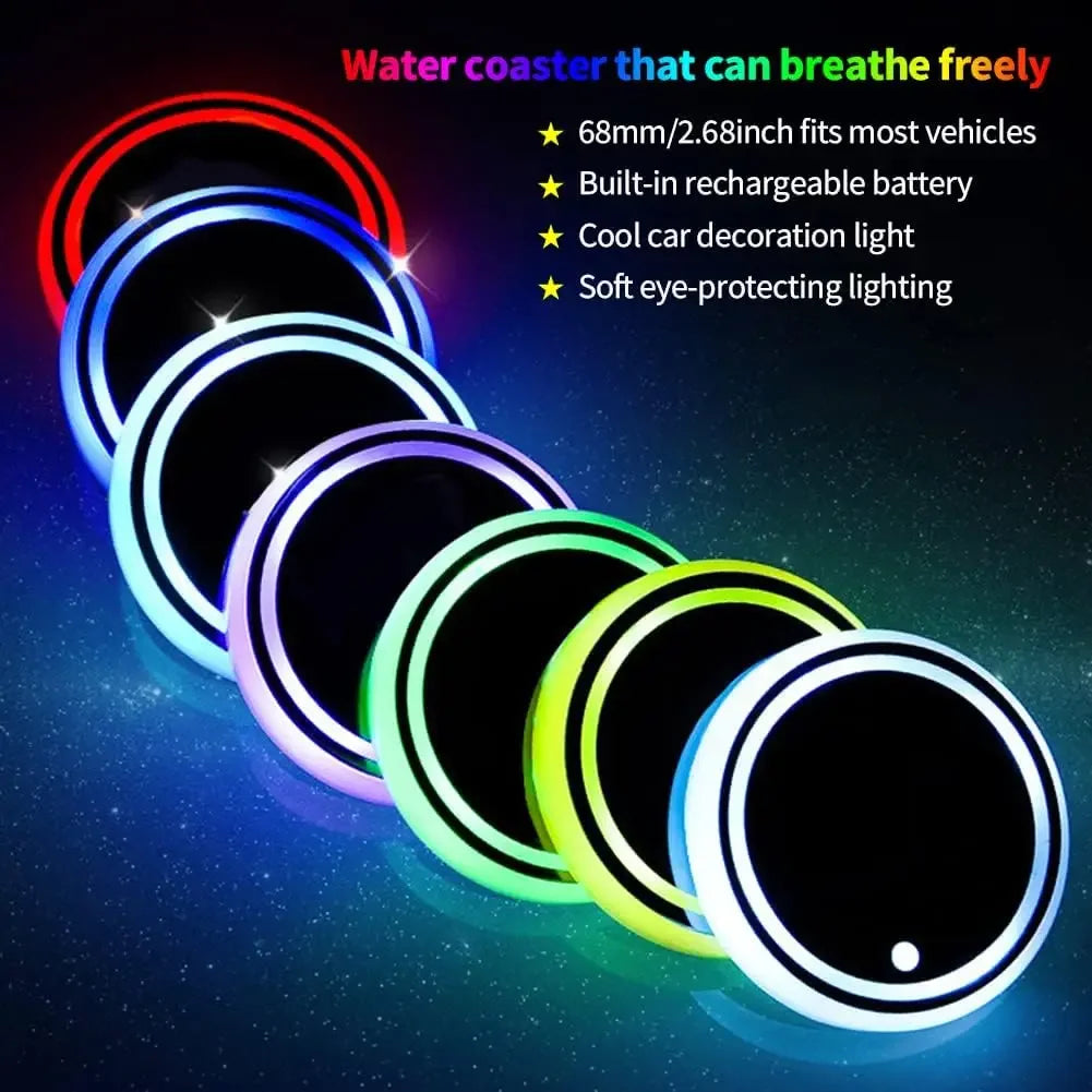 7 Colors LED Cup Coasters Solar USB Powered Glowing Drink Pads