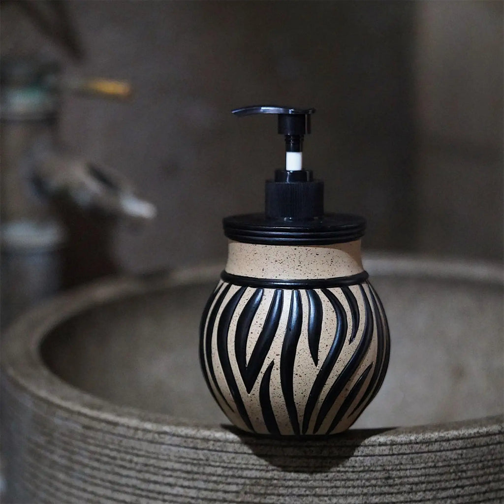 Soap Dispenser Kitchen Sink Liquid Zebra Design Refillable Retro