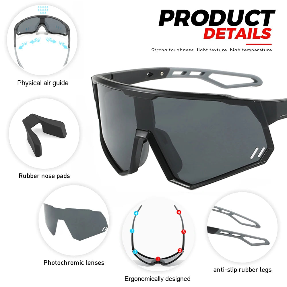 Toptrek Polarized Cycling Sunglasses Photochromic Bike MTB Driving Men Women Glasses Outdoor Sport Hiking Riding Fishing Eyewear Zpaxo