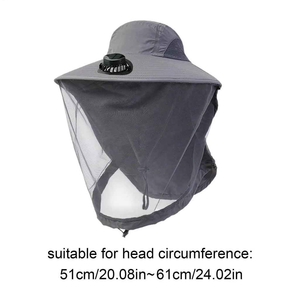Solar USB Charging Fan Hat Men Wide Brim Sun Personal Cooling Caps