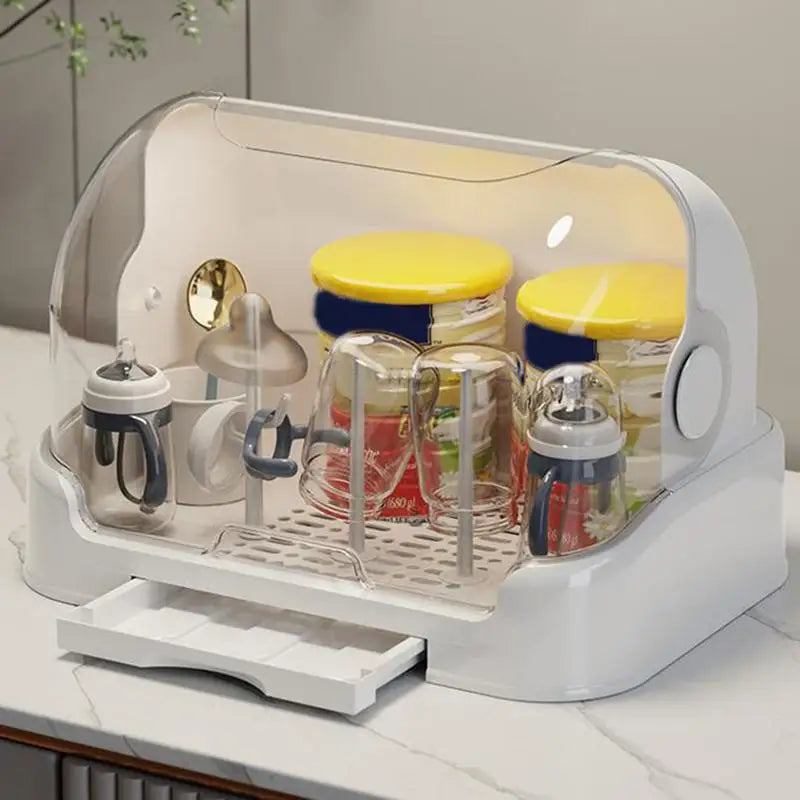 Baby Feeding Bottle Drain Rack Dustproof Storage Removable Drip Tray
