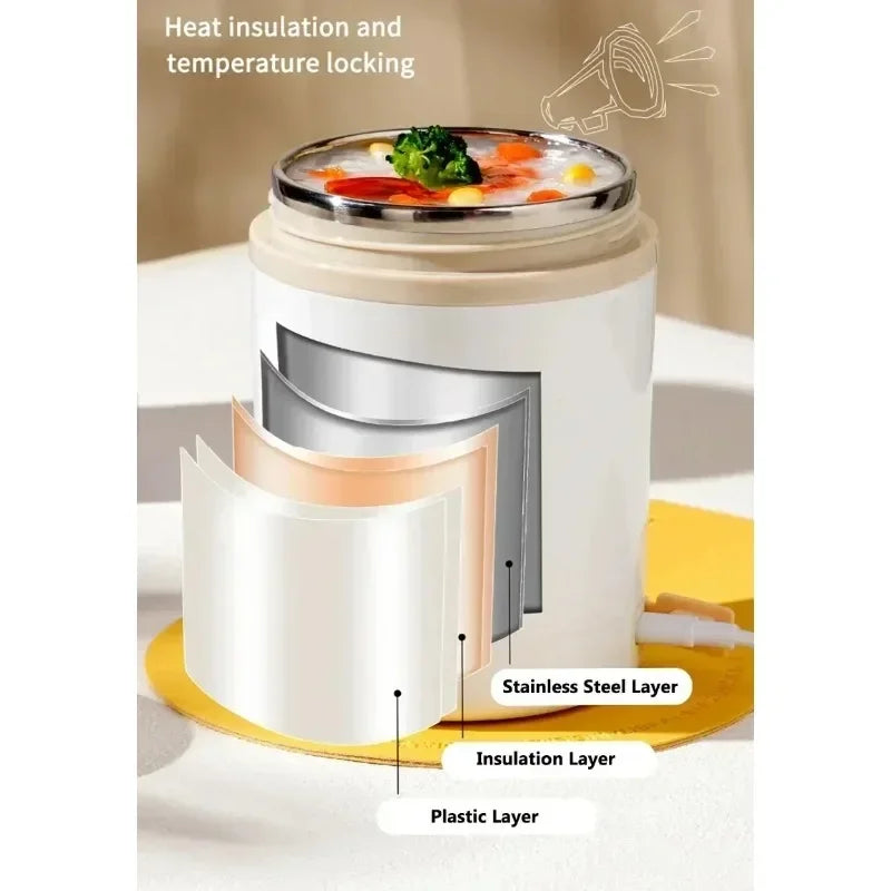 600ml USB Electric Lunch Box – Portable Stainless Steel Warmer Electric Lunch Box Zpaxo