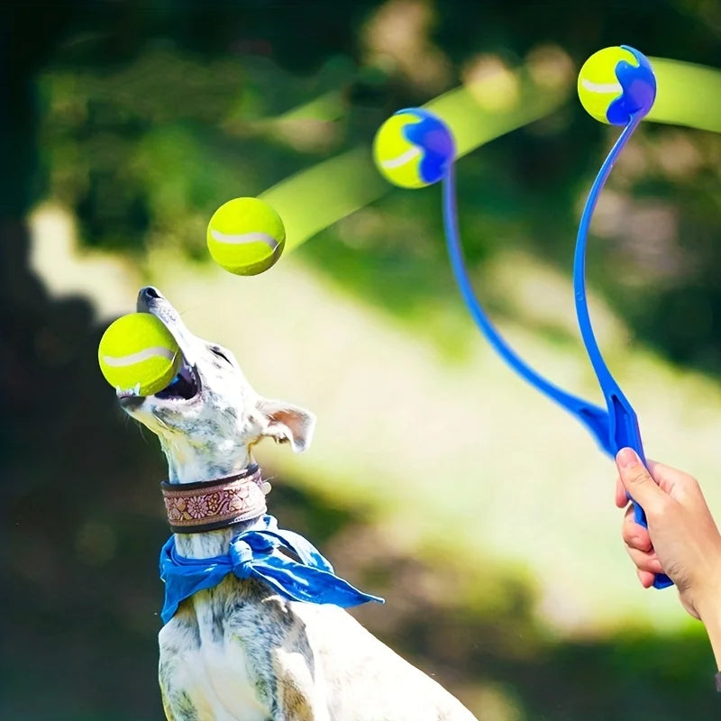 Pet Tennis Ball Launcher Stick Interactive Outdoor Dog Training Toy