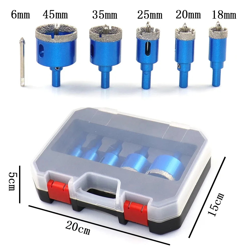 6- Diamond Coated Drill Bits Ceramic Tile Hole Saw Position Glass