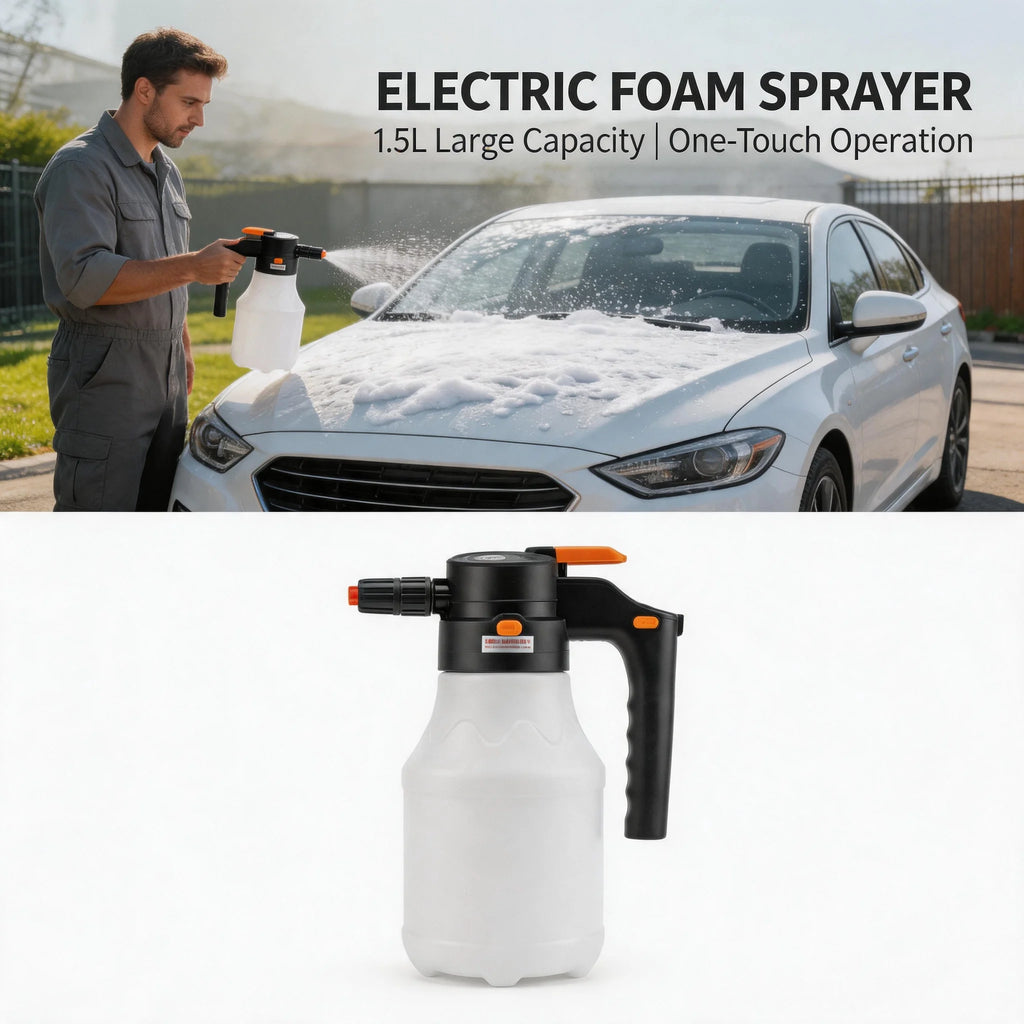 1.5L Electric Foam Sprayer – Portable High-Pressure Car Wash Gun