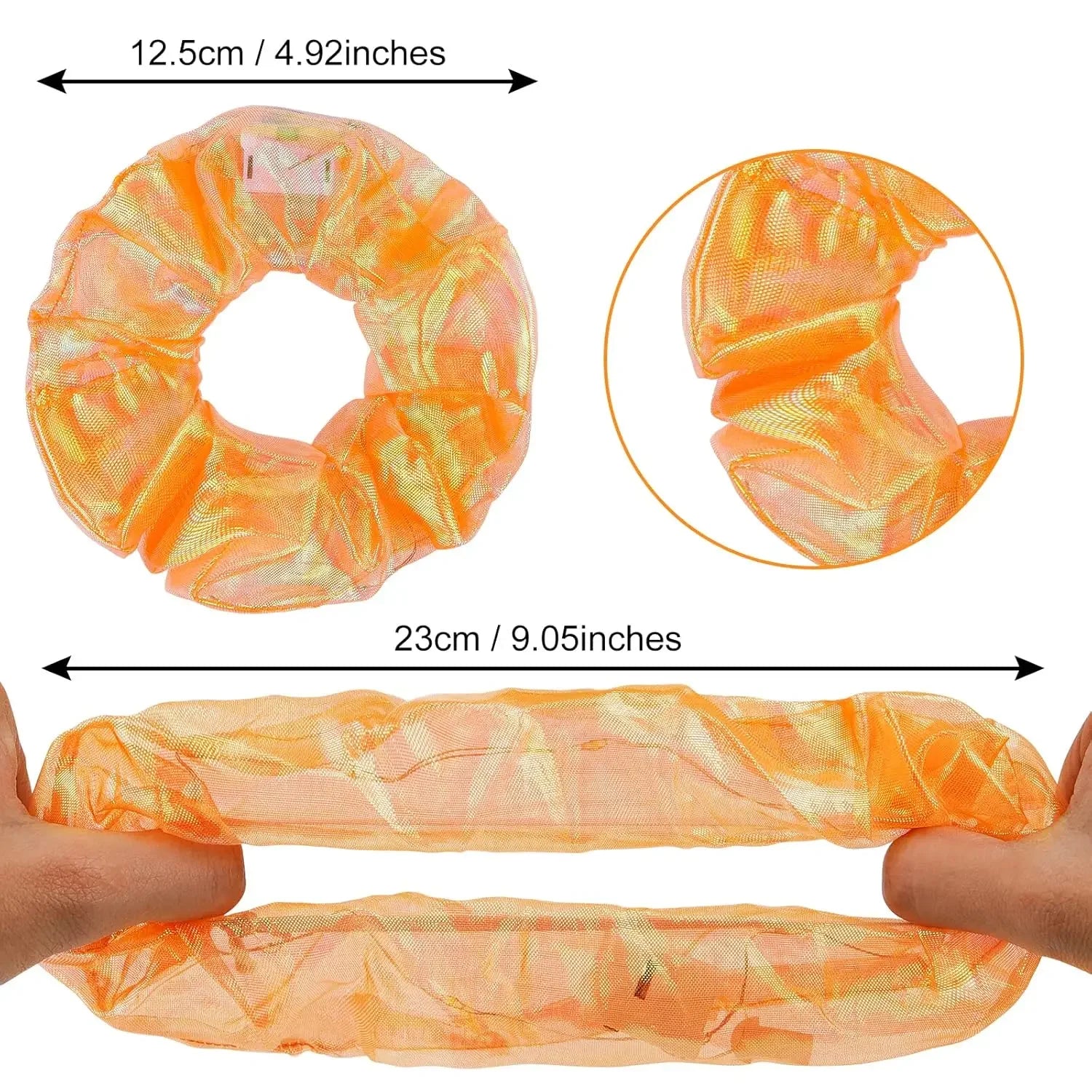 LED Light Up Hair Scrunchies Candy Bright Organza Scrunchy Elastic