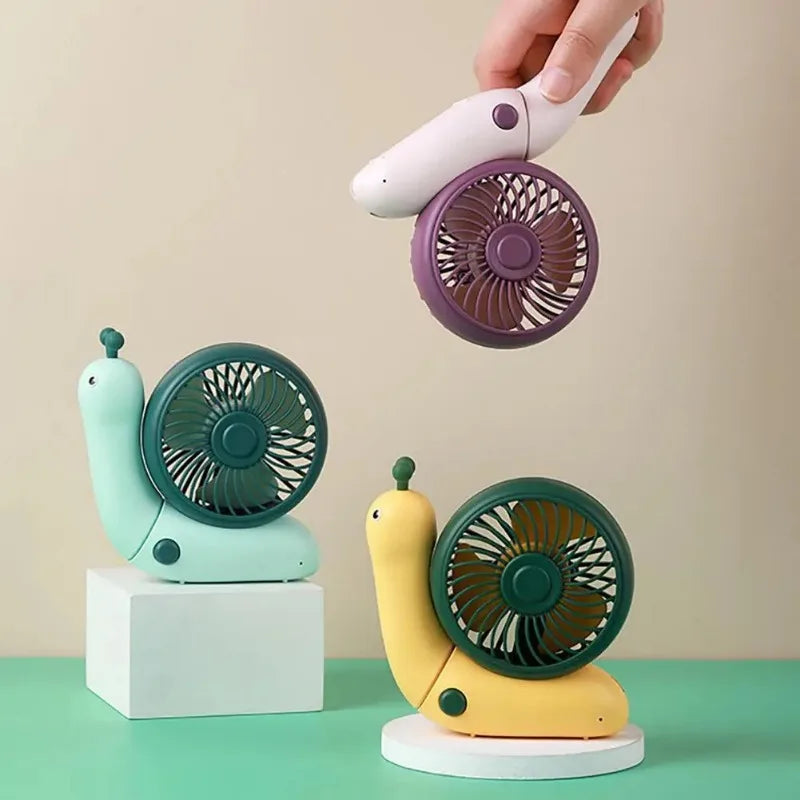 Creative Portable Mini Fan Silent Strong Wind Foldable Cartoon Snail