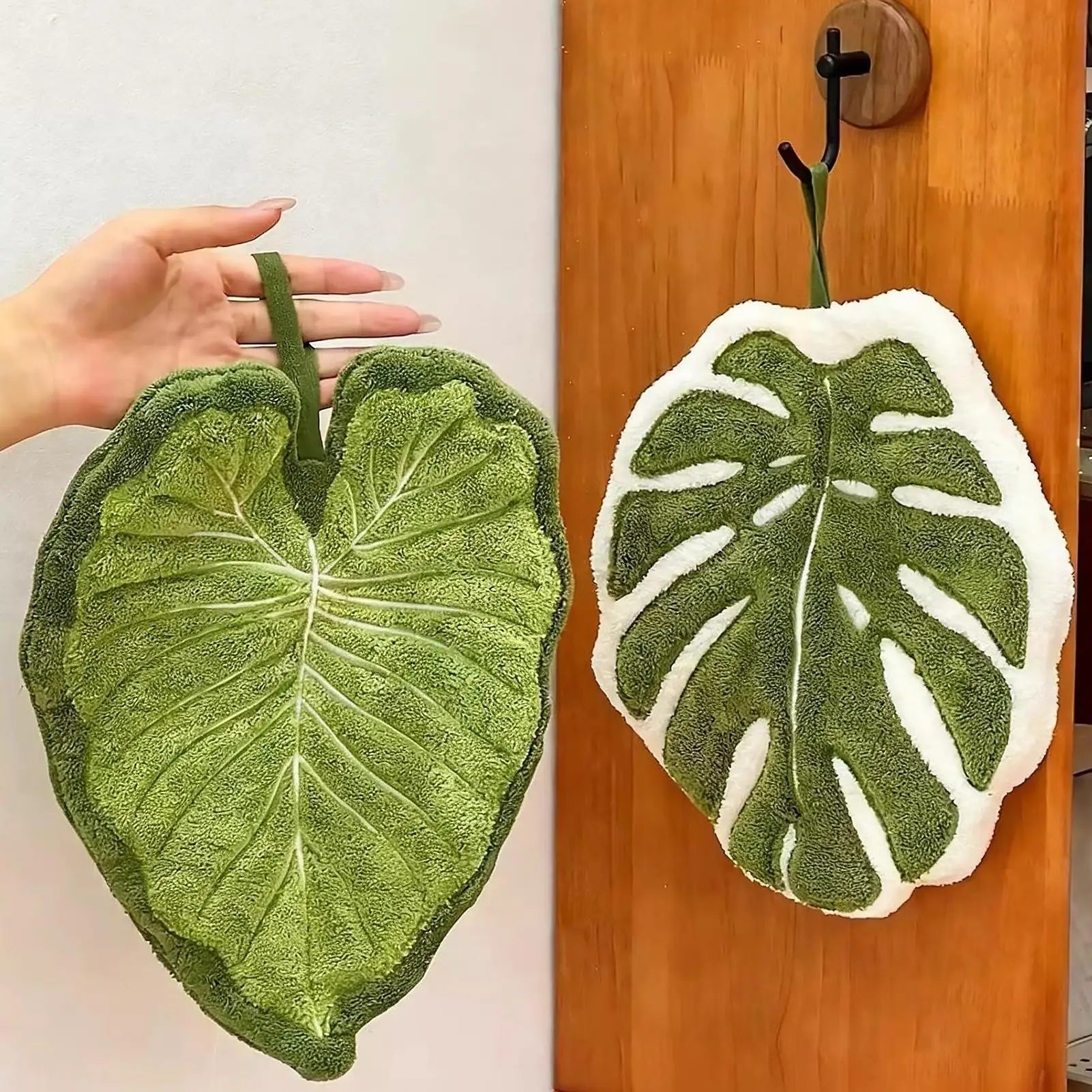 Leaves Hand Towel Bathroom Accessories Absorbent Kitchen Towel Soft Towel Hanging Towels Handkerchief Towels Home Wash Towels Zpaxo