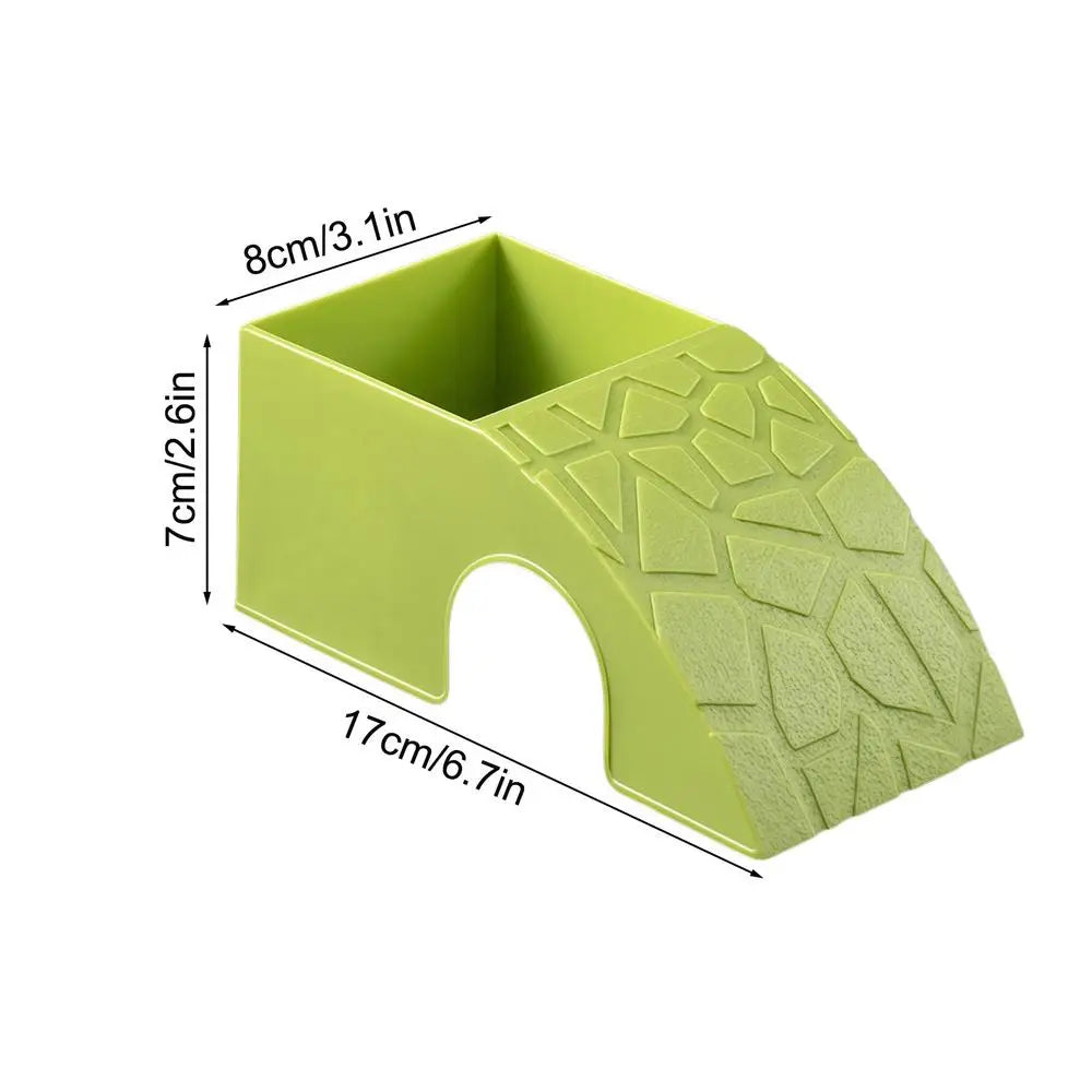 Reptile Cave Hide & Feeding Dish – Aquarium Hideout Ornament Reptile Cave Hideout Zpaxo Green