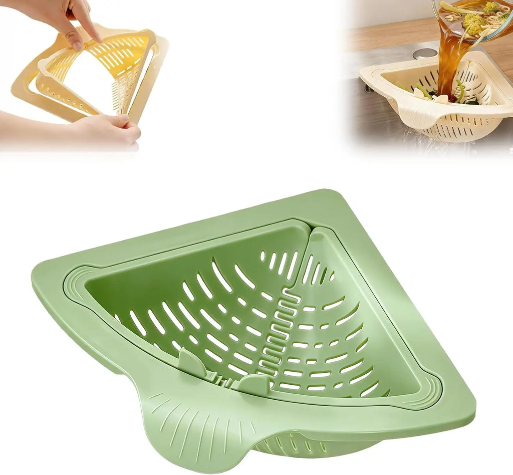 Magnetic Triangle Sink Drain Basket – Corner Strainer & Organizer Sink Drain Strainer Zpaxo