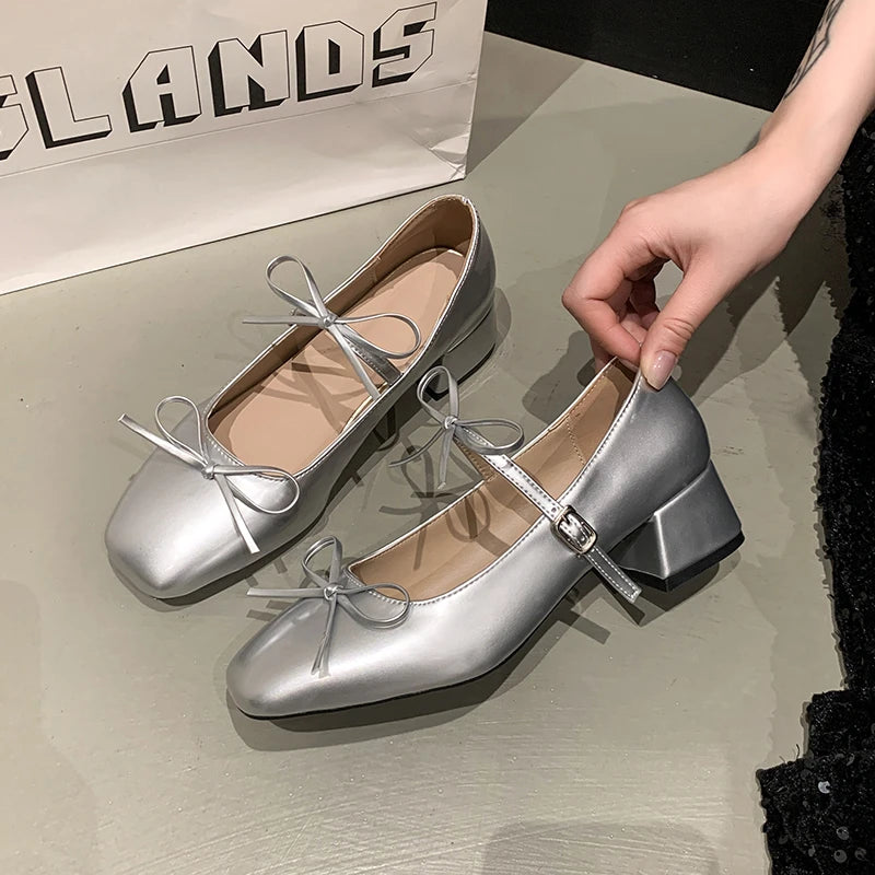 2025 Spring Autumn Women Mary Jane Shoes Fashion Butterfly-knot