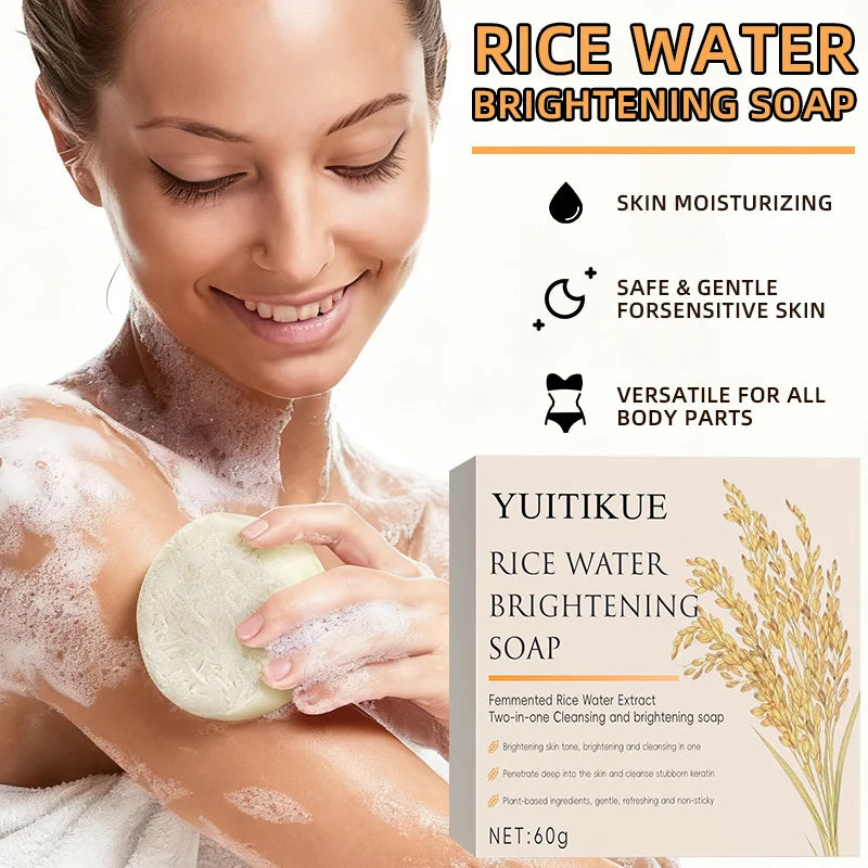 Rice Water Brightening Soap – Kojic Acid & Hyaluronic Acid Brightening Bar Soap Zpaxo
