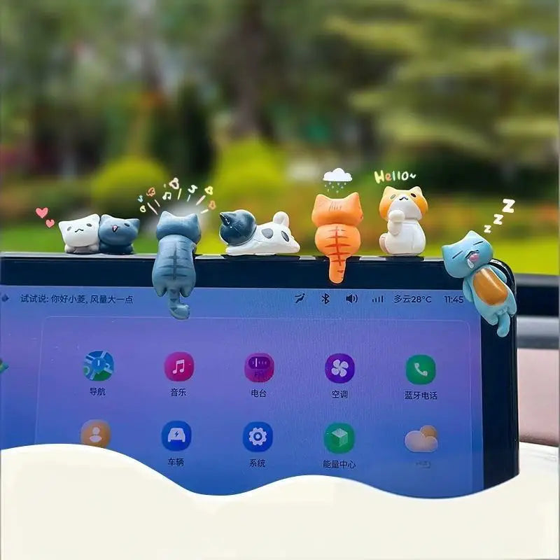 Cartoon Cat Figurines Car Dashboard Cute Miniature Accessories Zpaxo
