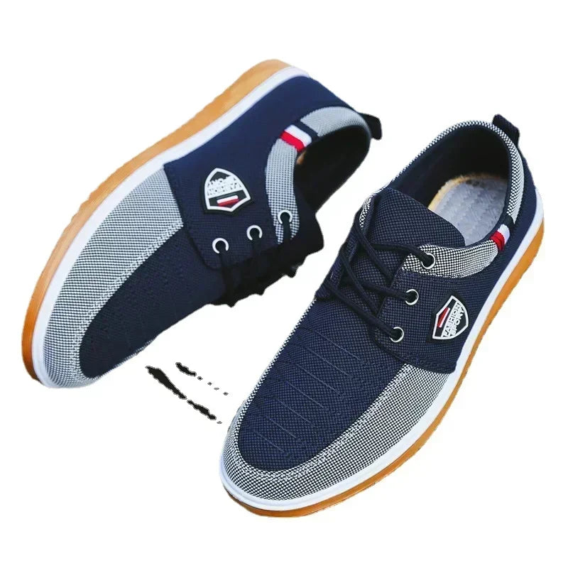 Casual Canvas Shoes Men Vulcanized Lightweight Work Loafers Mesh