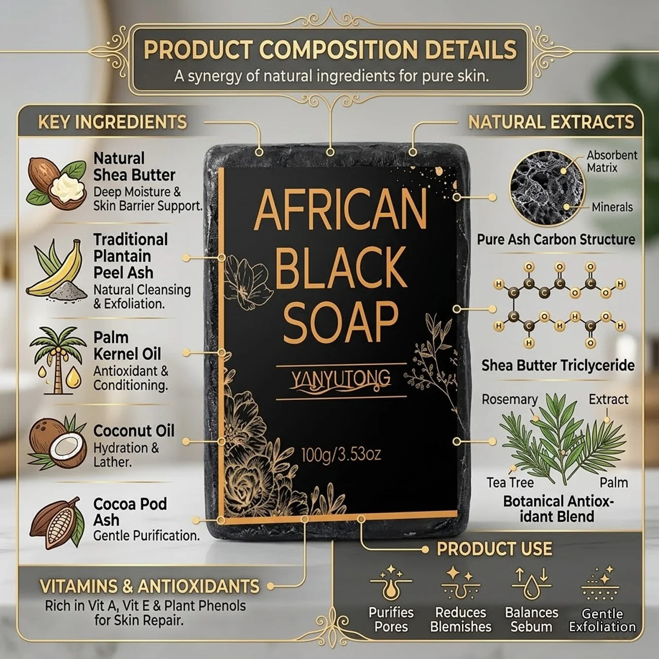 African Black Soap with Shea Butter – Deep Cleanse & Hydrate Handmade Bar Soap Zpaxo