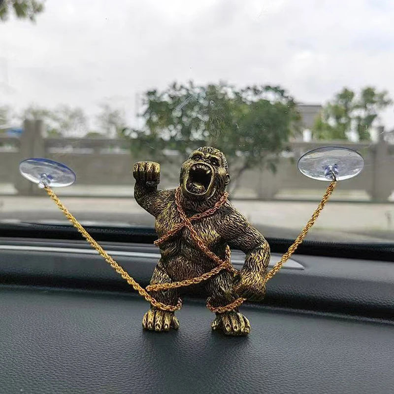 Funny Gorilla Car Dashboard Ornament – Resin Ape Figurine