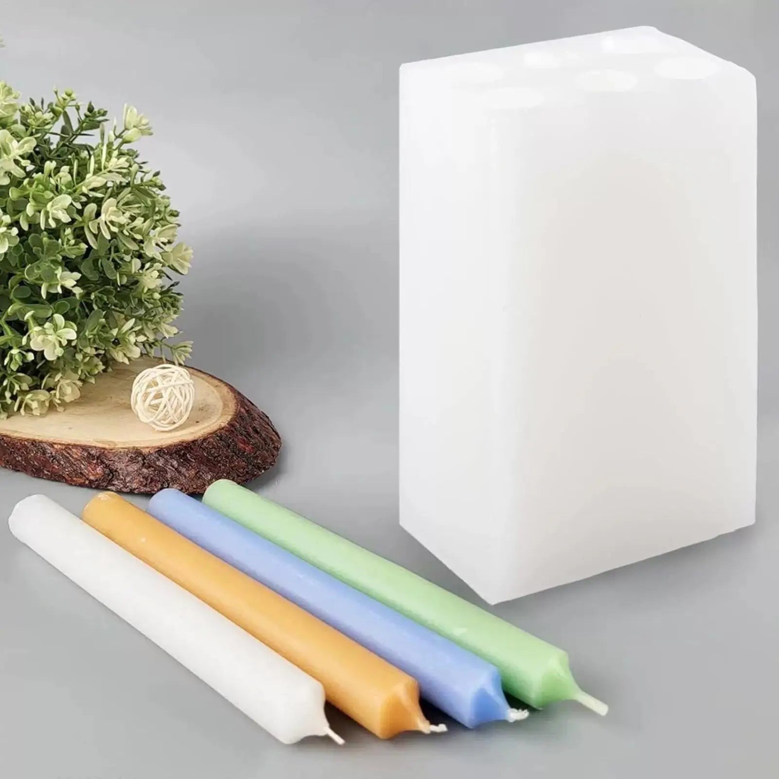 6 Cavity Long Taper Candle Making Molds Silicone Easy Release DIY