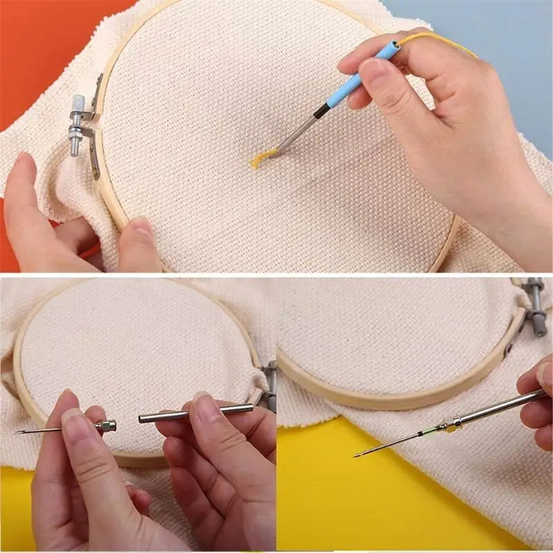 Beginner Embroidery Needle Tool Adjustable Handle 7 Tip Threader
