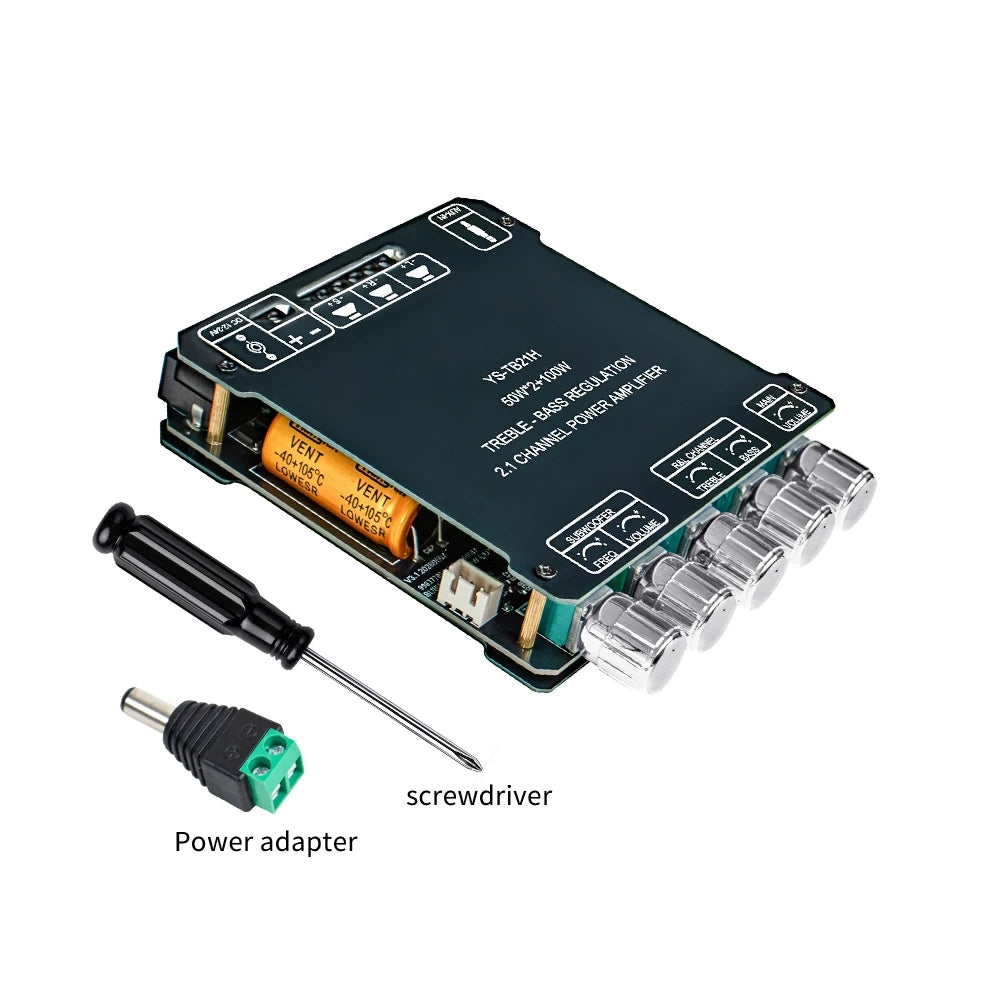 Sound Amplifier Module 2x50W+100W 2.1 Channel Subwoofer Bluetooth-compatible 5.1 Digital Power Amplifier Board AUX 12V/24V Zpaxo Default Title