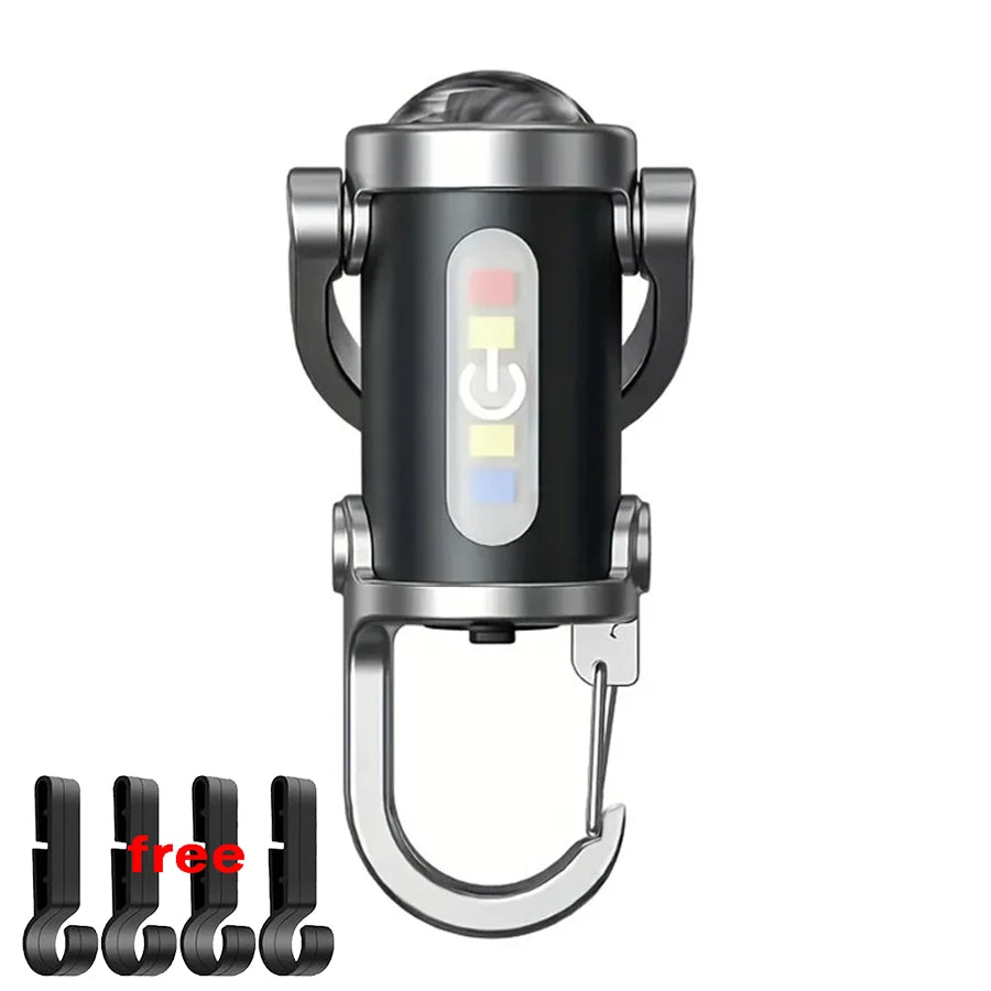 Mini Rechargeable COB Keychain Flashlight – 6 Modes, IPX6
