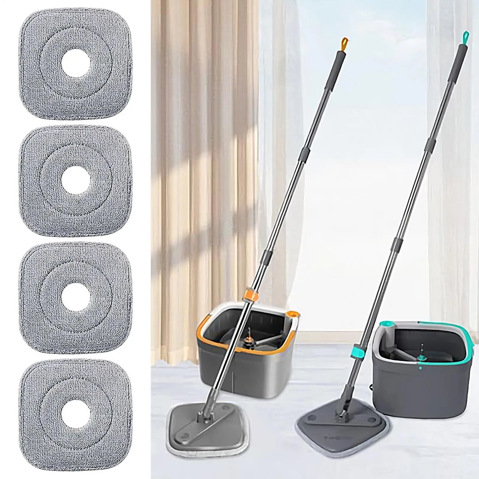 Mop Head Square Highly Absorbent Scrub Brush Deep Clean Microfiber Refills for Home Kitchen Bathroom Room Hardwood Floor Care Zpaxo Default Title