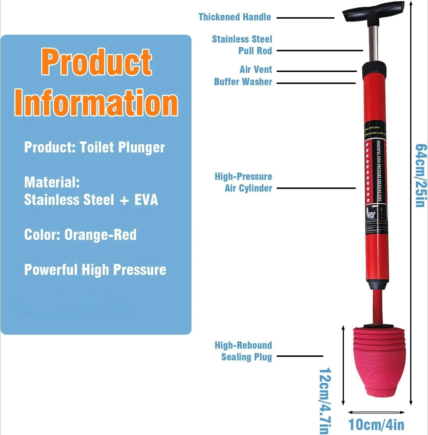 Pneumatic Toilet Plunger – Powerful Instant Drain Unclogger