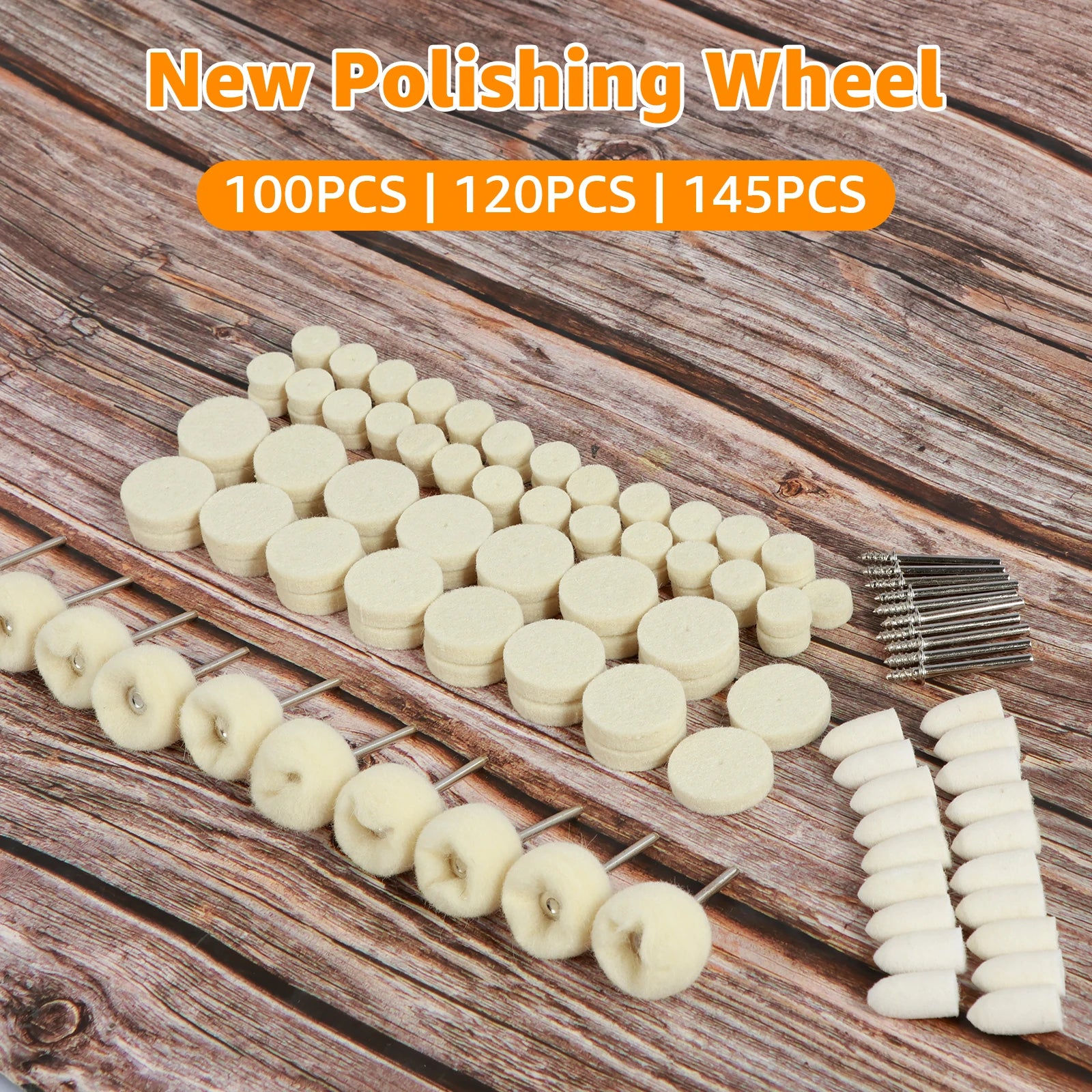 100/120/145PCS Wool Felt Grinding Sanding Head Polishing Wheel Tool Combination Set About 3mm Shank Dremel Dril for Jewelry/Gold Zpaxo