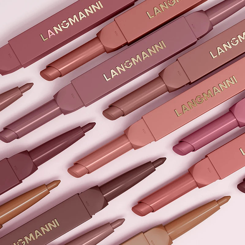 Integrated Waterproof Lipliner+lipstick Pen 2 in 1 Double-end Matte Velvet Lips Stick Silky Texture Lasting Non-stick Lip Makeup Zpaxo