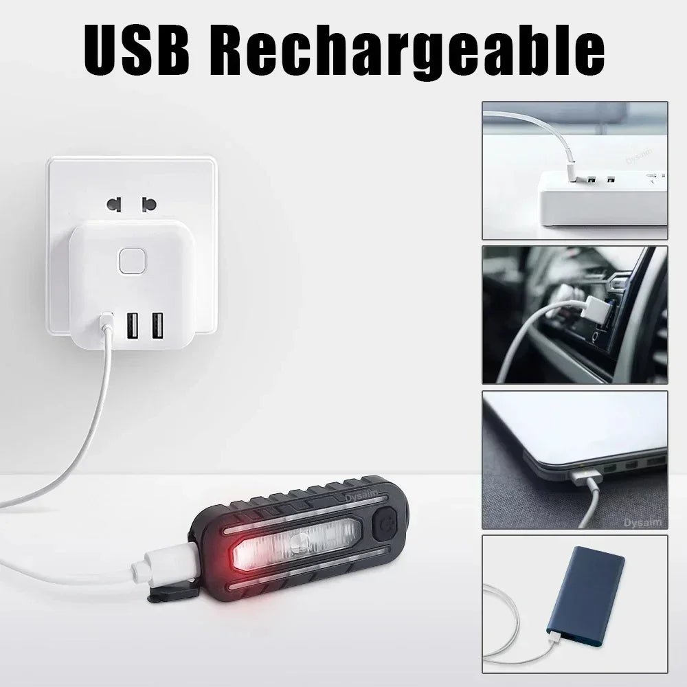 USB Rechargeable LED Keychain Flashlight – 5-Mode Clip Warning Light