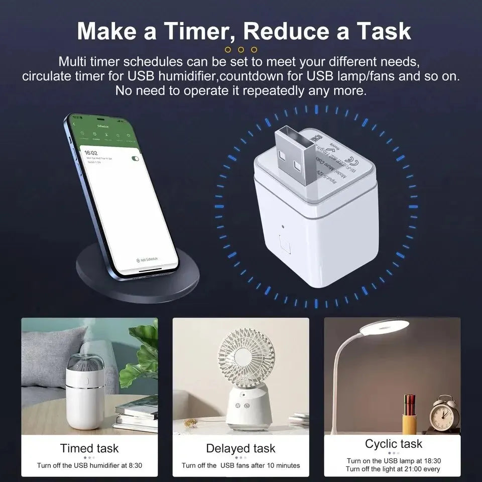 Tuya WiFi Smart Micro USB Adaptor 5V WiFi USB Power Adaptor Smart Timing Charge Plug Work With Alexa Google Home Voice Assistant Zpaxo
