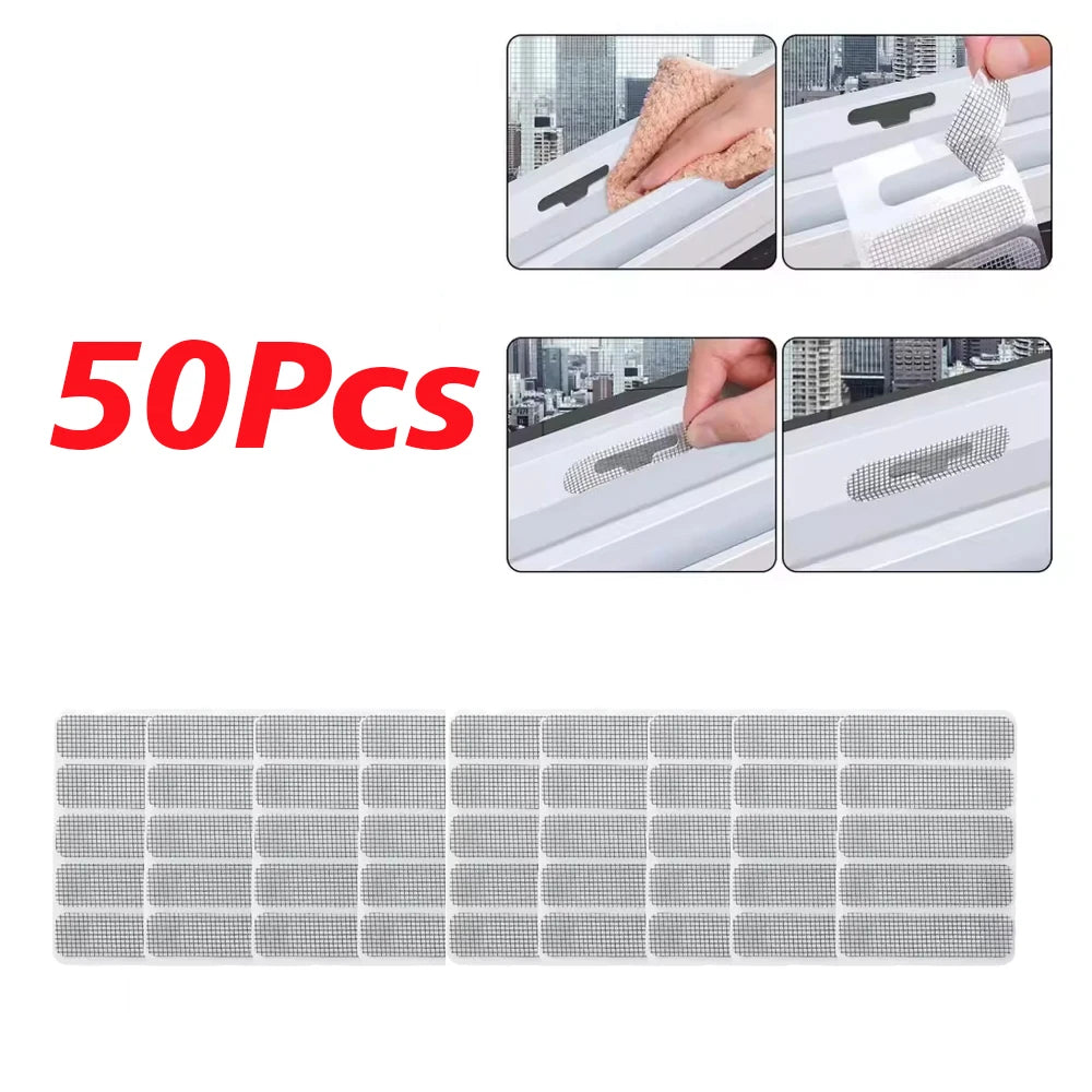 10/20/50Pcs Repair Broken Hole Screen Net Window Screen Repair Sticker Window Net Anti-mosquito Mesh Door Mosquito Net Patch Zpaxo 50pcs