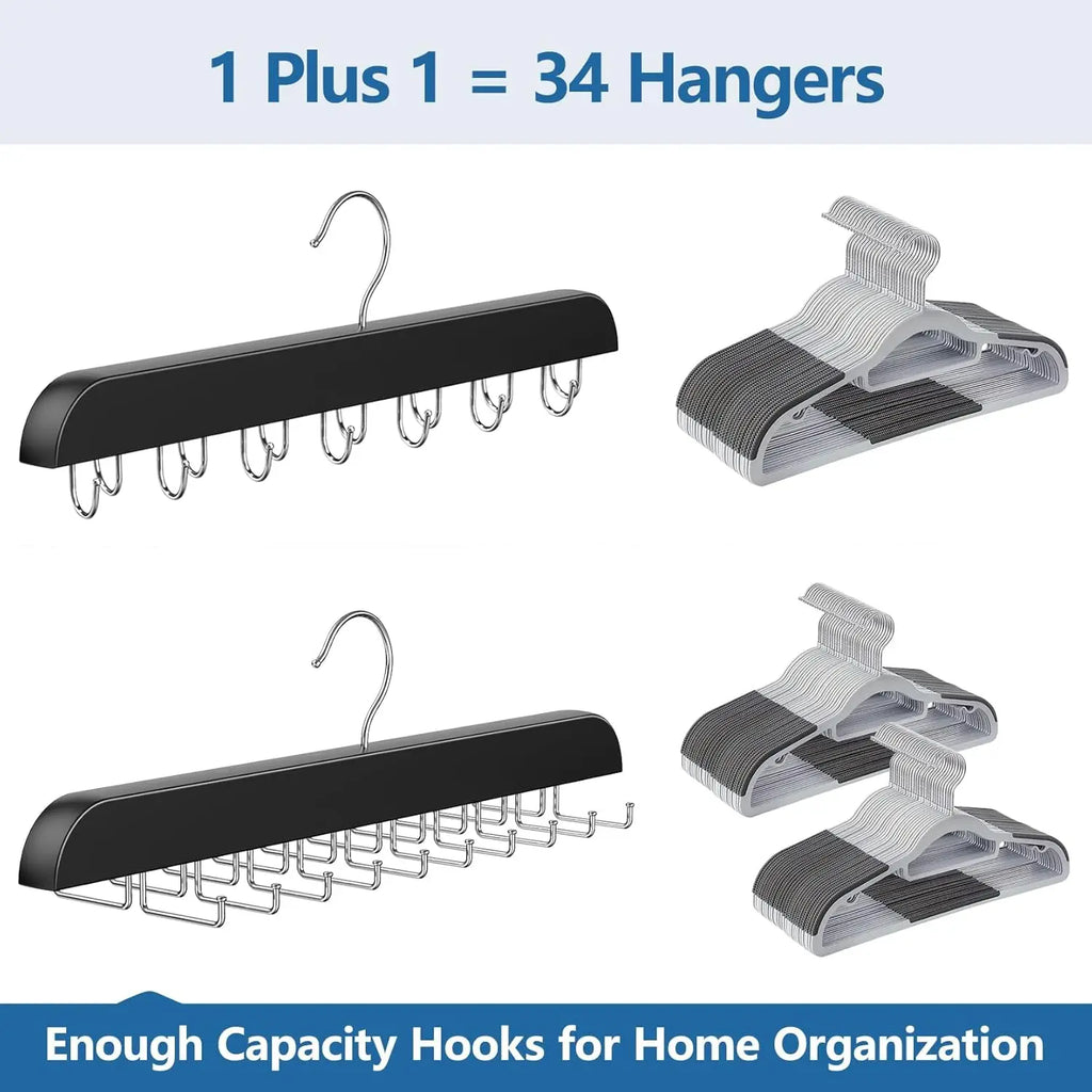 2-Pack Belt & Tie Rack – 360° Rotating Closet Organizer