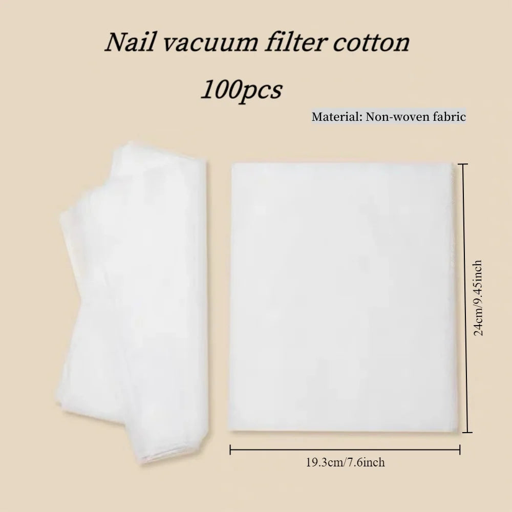 100 Pieces Of Nail Dust Extraction Filter Paper, Dust Filter Cotton, And Cleaning Accessories For Nail Vacuum Zpaxo