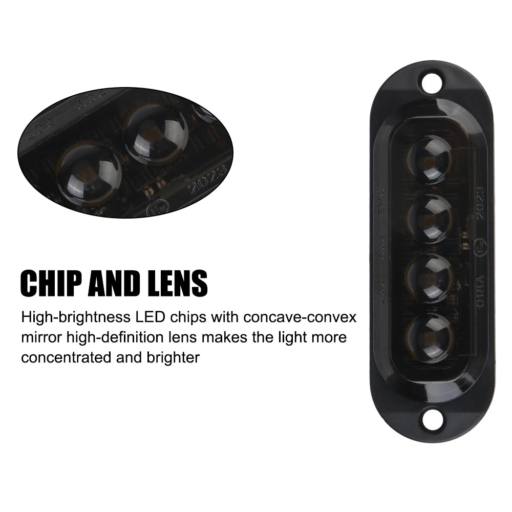 4LED LED Side Light Car Truck Trailer Beacon Lamp Warning Light DC 12V 24V Marker Light Waterproof Zpaxo