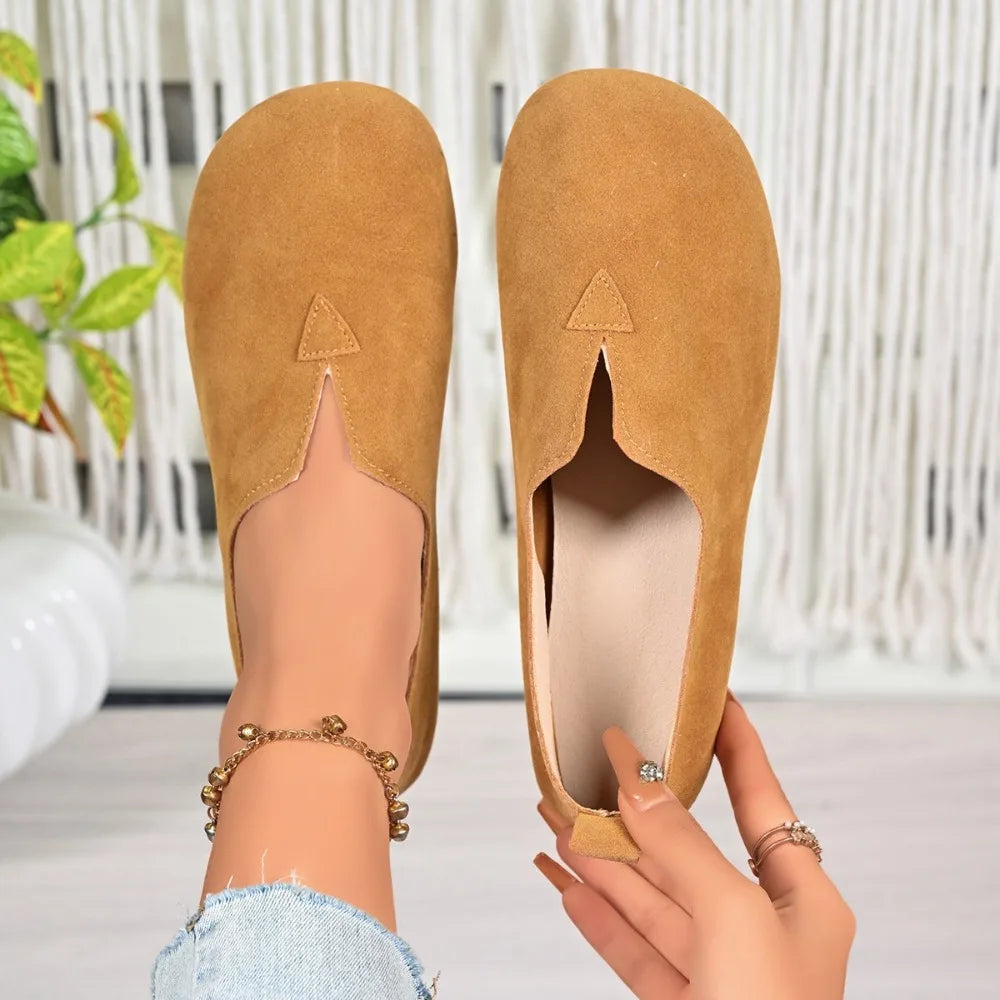 Women's Flat Shoes Slip-on Round Toe Low Heel Elegant Fashion Quick