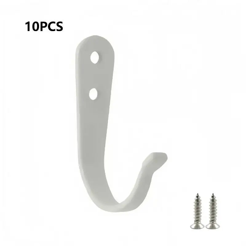 CM5 Durable Heavy-duty Iron Coat Hooks Screws Anti-rust Wall Mounted Zpaxo 10PCS White