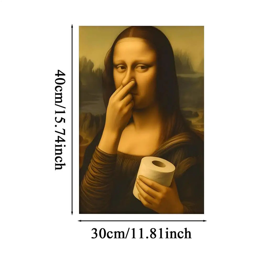 Funny Bathroom Wall Decor Humorous Pinching Nose Poster Art Toilet