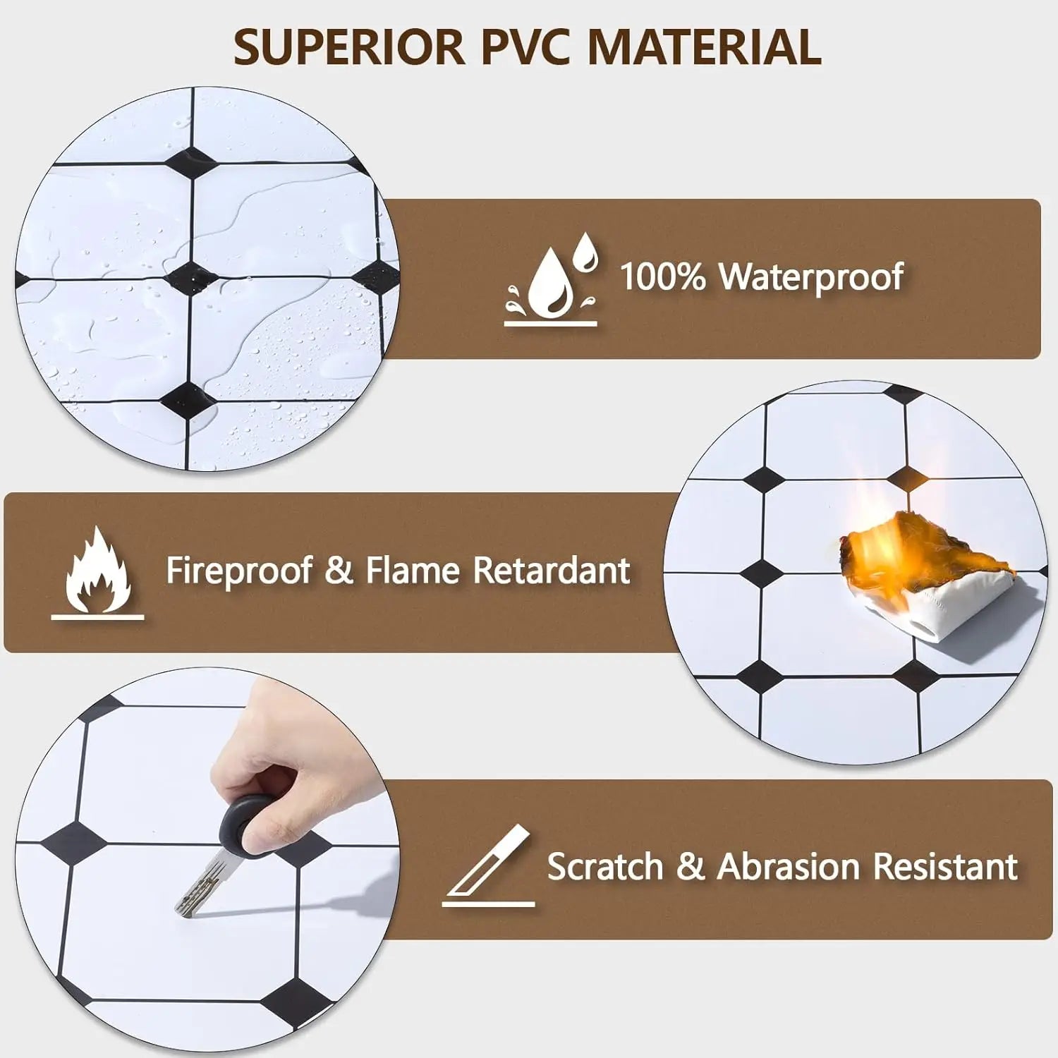 Eco-friendly Waterproof Self-adhesive Stone Grain PVC Floor Tiles