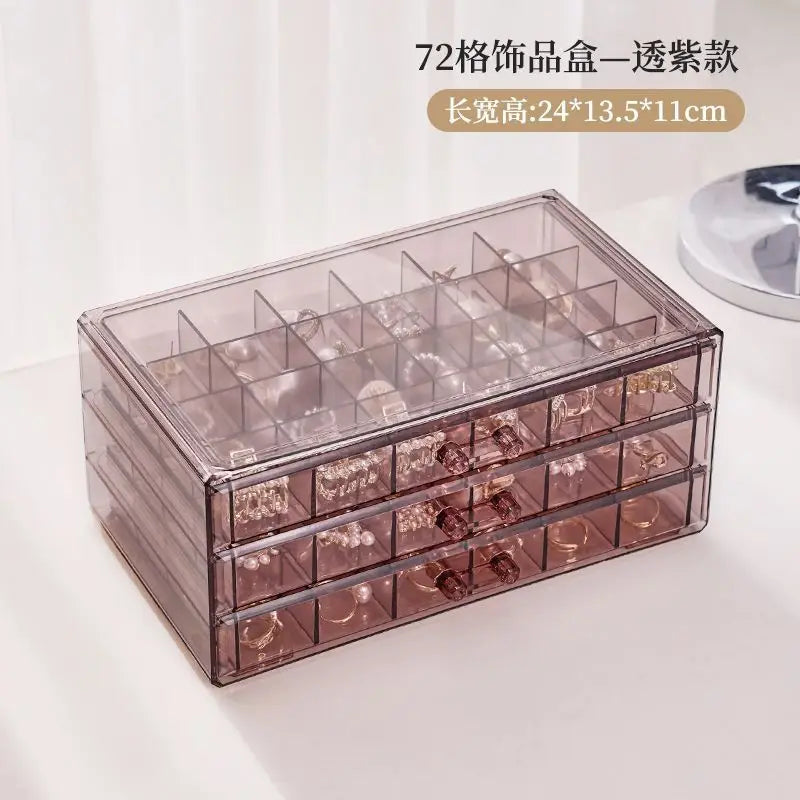 72-Grid Acrylic Jewelry Organizer Box – Rings, Earrings & Necklaces Jewelry Storage Box Zpaxo purple 72 grids