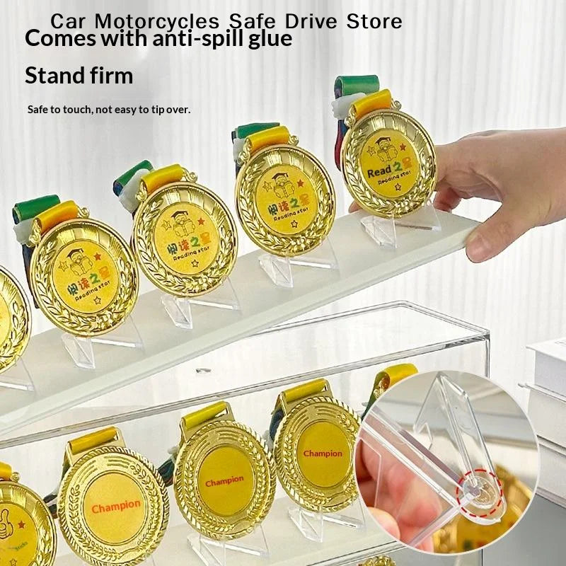 M1pc Rectangular Plastic Marathon Medal Storage Box Gold Rack