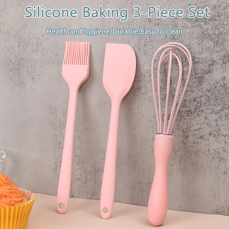 3PCS/SET Whisk Barbecue Oil Brush Gadget Kitchen Supplies Silicone Baking Set Cake Cream Spatula Scraper Kitchen Household Egg Zpaxo