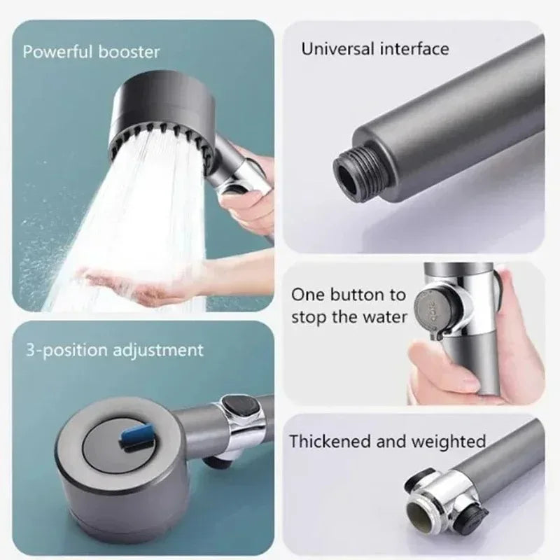 New High Pressure Bathroom Shower Kit Accessories for Bath Shower Bathroom Showerheads One Button Stop Bathroom Accessories Set Zpaxo